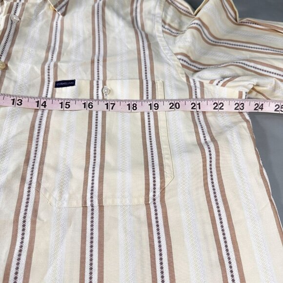 Corneliani Button Down Dress Shirt Mens Italy Cotton Striped Long Sleeve Top - Picture 9 of 16